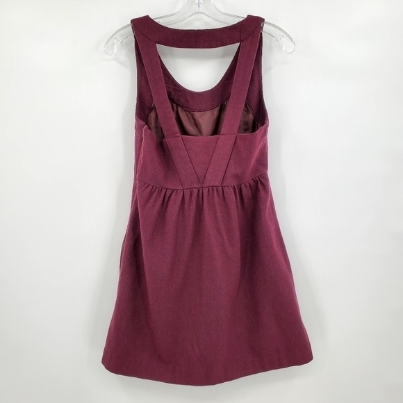 Urban Outfitters Kimchi Blue Wool Blend Burgundy Open Back Dress - Picture 3 of 10
